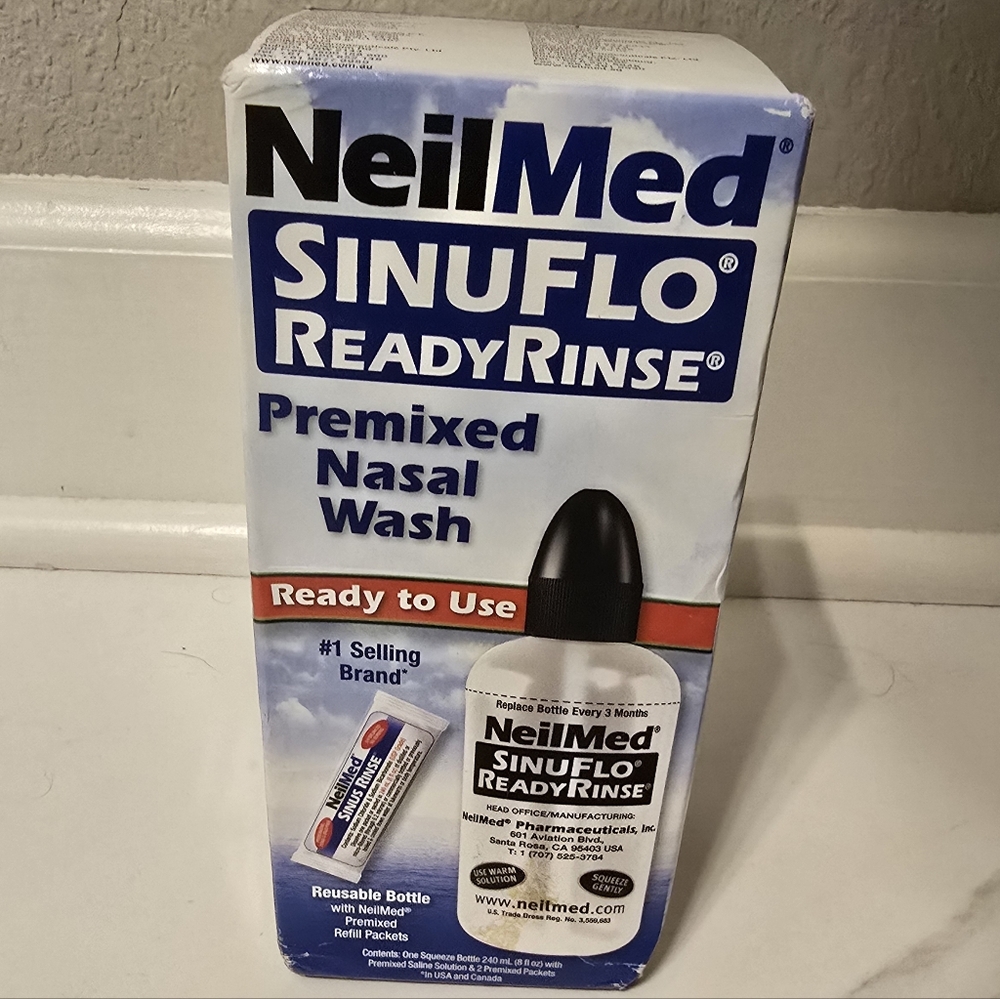 NeilMed Sinuflo ReadyRinse Nasal Wash - 8 Oz Bottle & 2 Refills - UNOPENED!